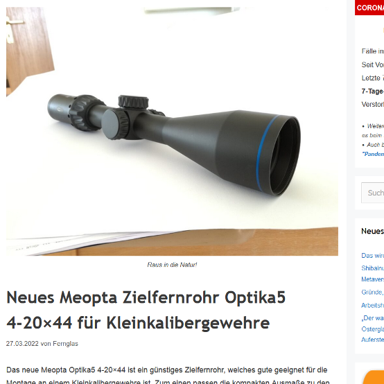 Press release Meopta Riflescope Optika5